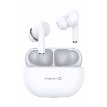 Bezdrátová sluchátka Swissten Pro Tune TWS – Bluetooth 5.0, bílá