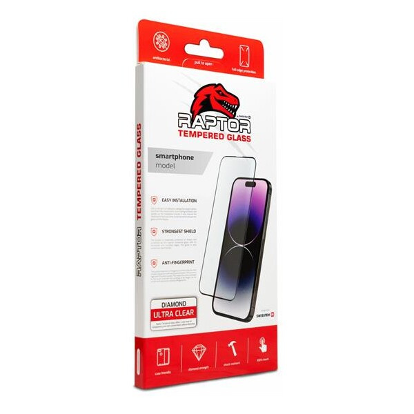 SWISSTEN RAPTOR DIAMOND ULTRA CLEAR 3D TEMPEROVANÉ SKLO APPLE IPHONE 14 PRO MAX ČERNÉ 8595217481664 Černá