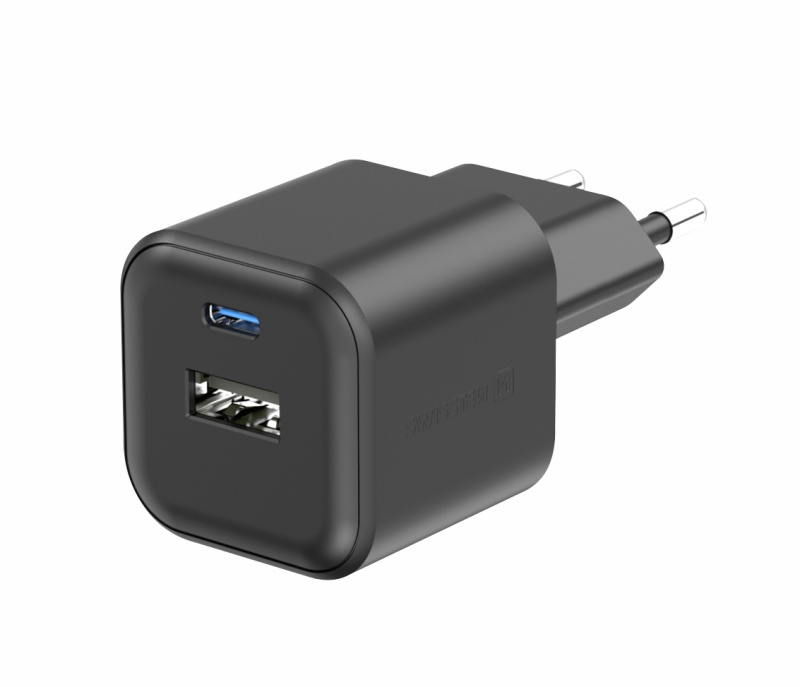 Swissten síťový adaptér 1x USB-C + 1x USB-A 12W černý