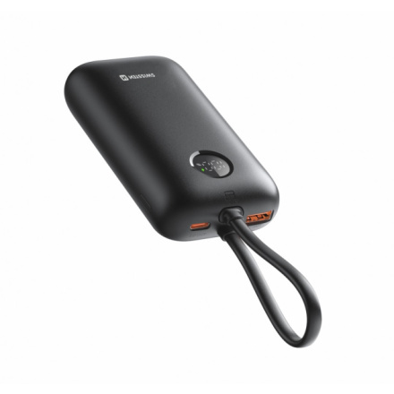 Powerbanka Swissten Voltbox 35 W 10 000 mAh s integrovanými kabely USB-C + Lightning – černá