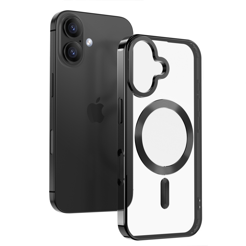 Čiré pouzdro Swissten Clear Jelly MagStick Metallic Pro pro Apple iPhone 17 Pro Max – černé