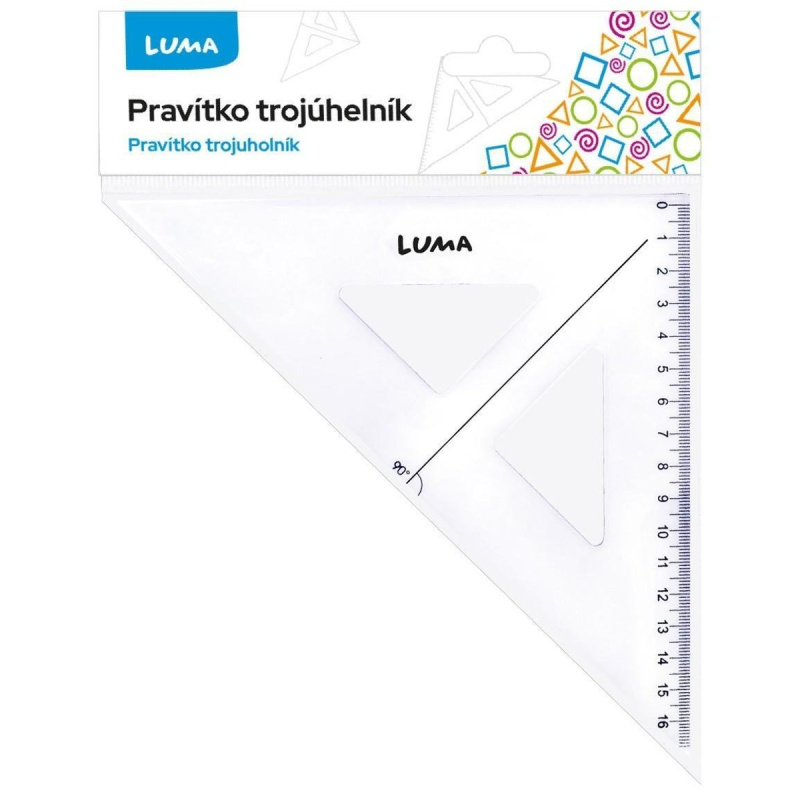 Pravítko trojúhelník s ryskou, transparentní LUMA LUMA trading s.r.o.