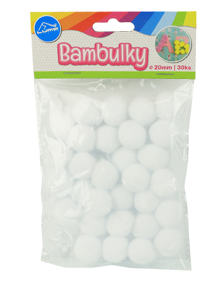Bambulky bílé, 30ks 20mm LUMA LUMA trading s.r.o.