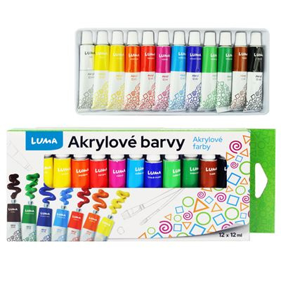 Barvy akrylové LUMA 12 barev 12 ml