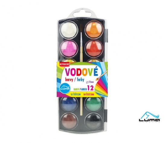Barvy vodové se štětcem 12 barev, 23 mm LUMA LUMA trading s.r.o.