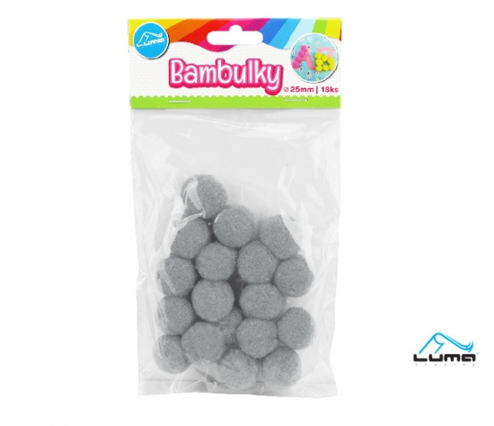 Bambulky šedé, 18ks 25mm Luma LUMA trading s.r.o.