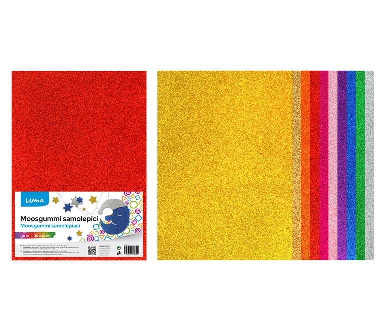 MOOSGUMMI A4 mix GLITR samolepící LUMA, 10ks