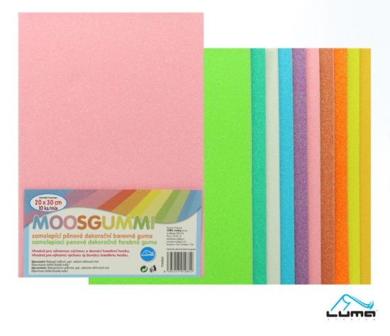 Moosgummi A4 mix Glitr pastel samolepící Luma, 10ks LUMA trading s.r.o.