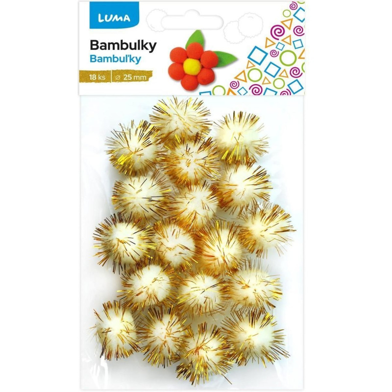 Bambulky metalické bílo-zlaté, 18ks 25mm Luma LUMA trading s.r.o.