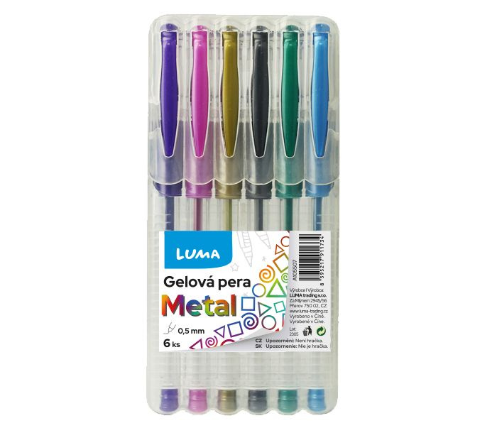 Gelové pero  6 barev METAL, LUMA LUMA trading s.r.o.