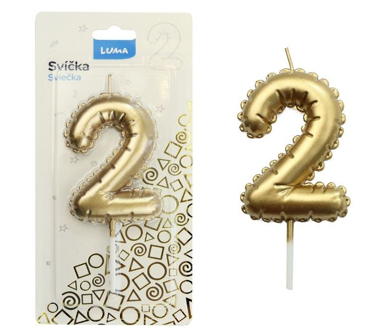 Svíčka č. 2 balónek ZLATÝ LUMA LUMA trading s.r.o.