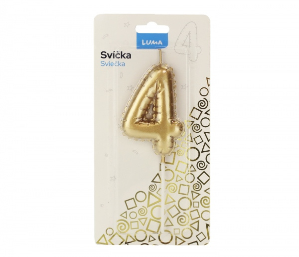 Svíčka č. 4 balónek ZLATÝ LUMA LUMA trading s.r.o.