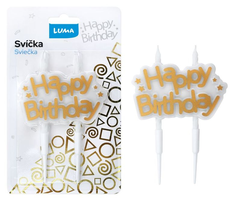Svíčka HAPPY BIRTHDAY zlatá LUMA LUMA trading s.r.o.