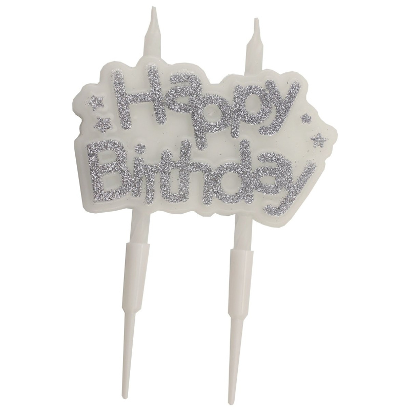 Svíčka HAPPY BIRTHDAY - stříbrná