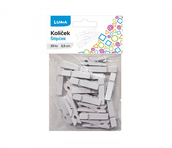 Kolíček 3,5 cm bílý, 25ks LUMA LUMA trading s.r.o.
