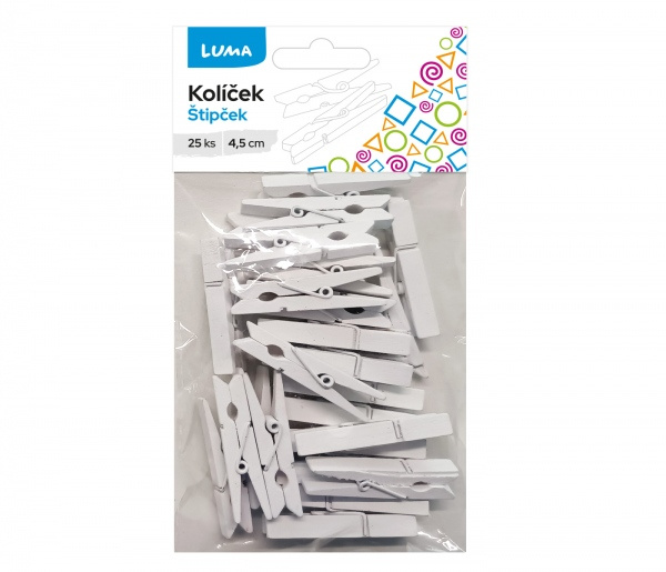 Kolíček 4,5 cm bílý, 25ks LUMA LUMA trading s.r.o.