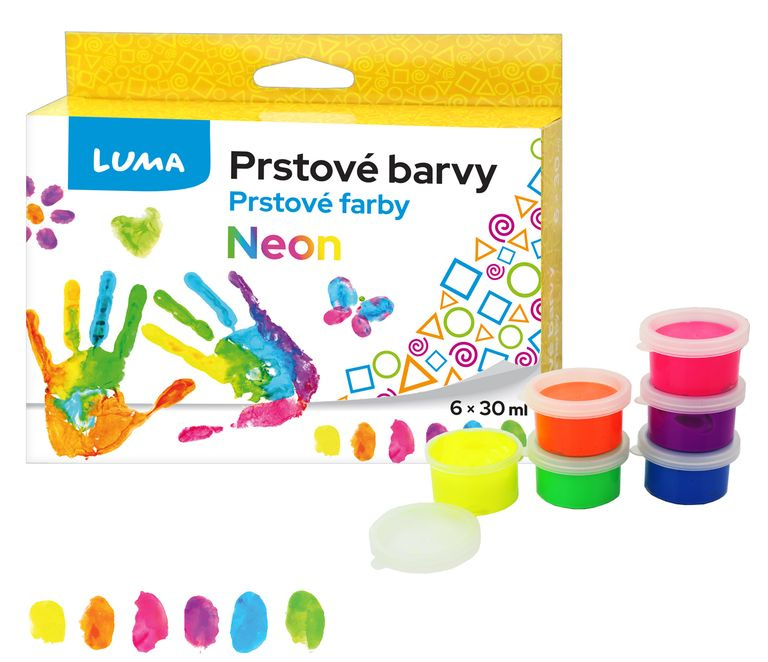 Barvy prstové neon LUMA 6 barev 30 ml