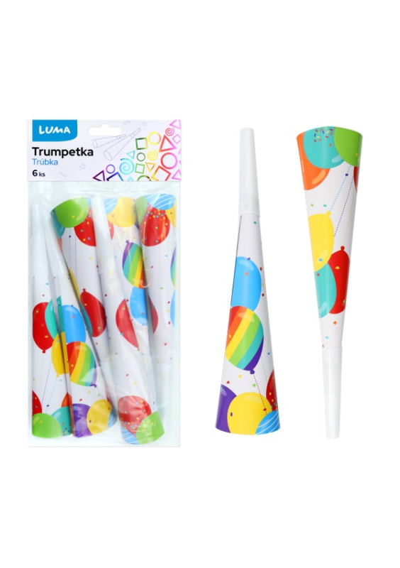 Trumpetka 6ks HAPPY BIRTHDAY  LUMA LUMA trading s.r.o.