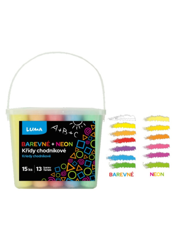 Křídy chodníkové 15ks barevné + NEON, box LUMA DELI GROUP CO., LTD.