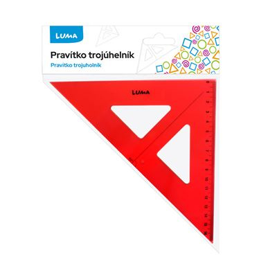 Pravítko trojúhelník s ryskou, červené LUMA LUMA trading s.r.o.
