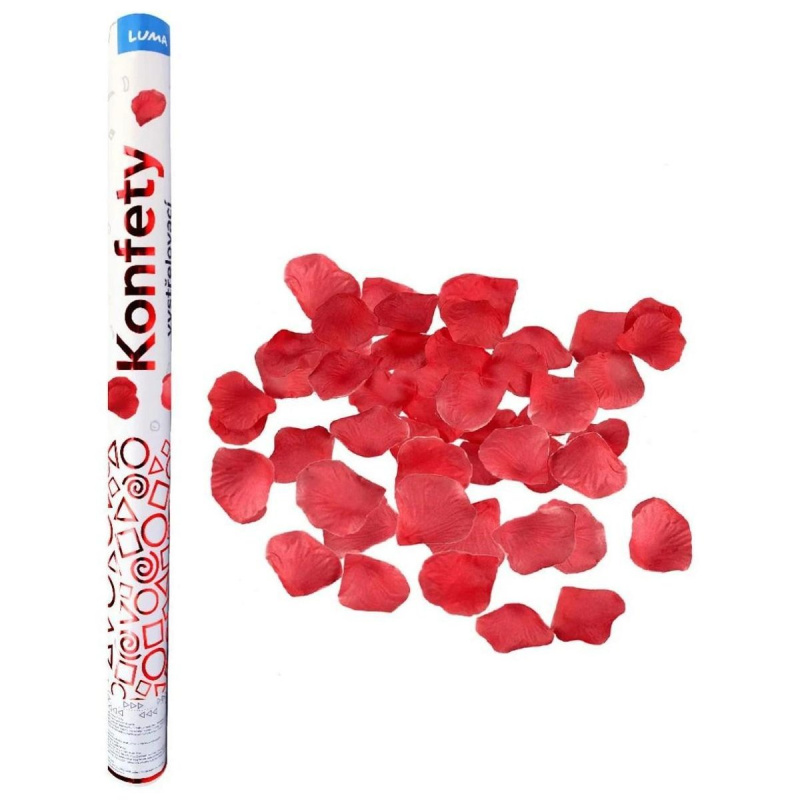 Konfety vystřelovací 60cm plátky růží červené LUMA LUMA trading s.r.o.