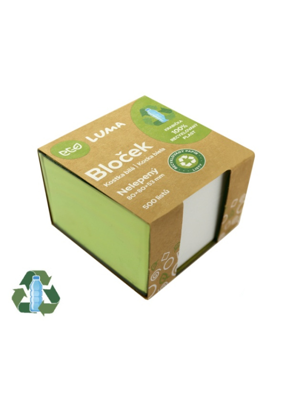 Bloček KOSTKA bílá 80 x 80 x 53mm, nelepená ECO LUMA LUMA trading s.r.o.