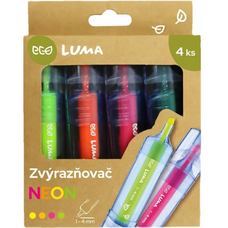 Zvýrazňovač ECO LUMA neon 4ks sada LUMA trading s.r.o.