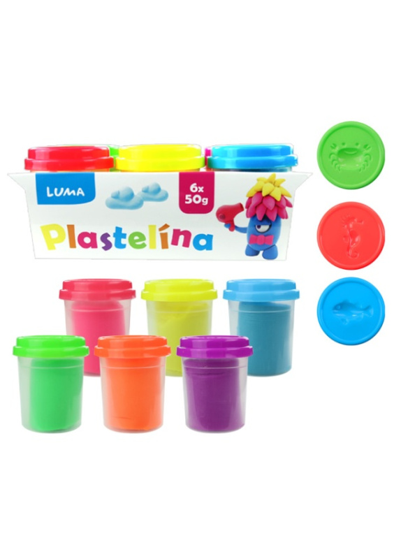 Plastelína LUMA měkká kelímek 6 x 50g NEON LUMA trading s.r.o.