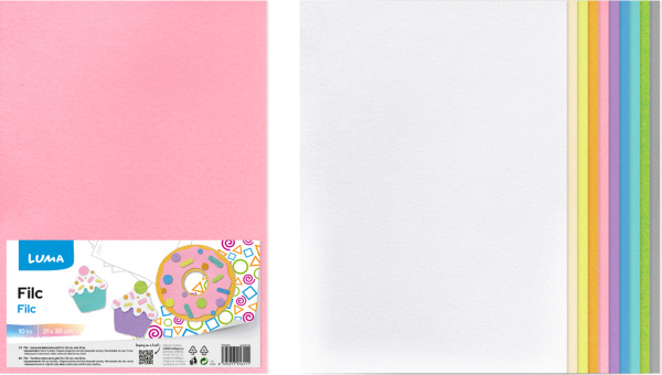 Filc A4 pastel mix LUMA, 10ks LUMA trading s.r.o.