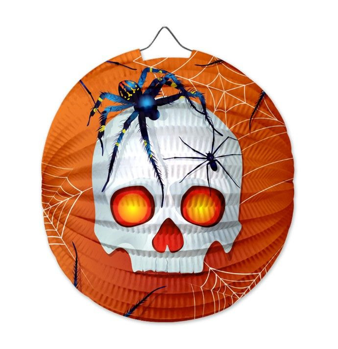 Lampion 25 cm kulatý HALLOWEEN lebka