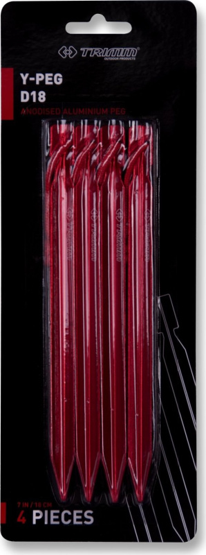Kolík stanový TRIMM Y-PEG - D18 červený Barva: bordo anodized, Velikost: UNI