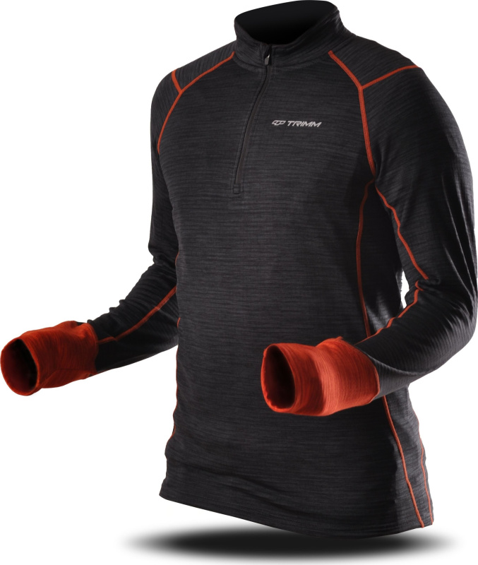 Pánská fleecová mikina TRIMM Clinic grey melange/orange Barva: grey melange/ orange, Velikost: L