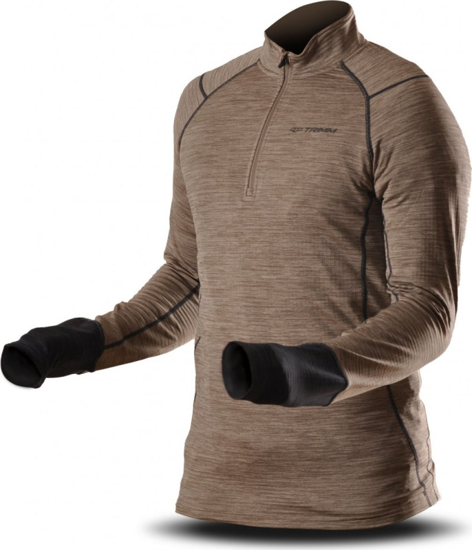 Pánská fleecová mikina TRIMM Clinic lite khaki/grey melange Barva: lite khaki/grey melange, Velikost: S