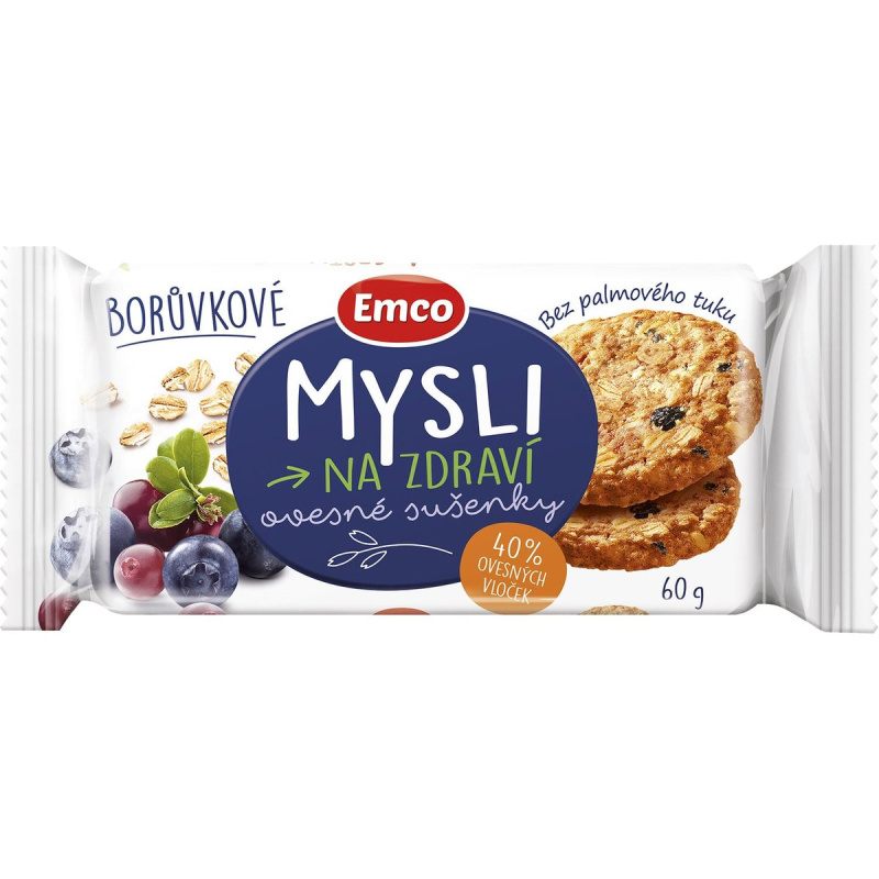Emco - cereální sušenky - borůvkové, 60 g