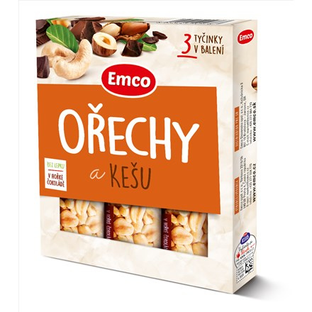Tyčinka Emco s ořechy a kešu, 3x 35g