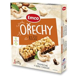 Tyčinka Emco s ořechy a kešu, 3x 35g