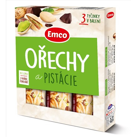 Tyčinka Emco s ořechy a pistácií, 3x 35g