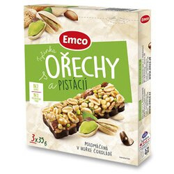 Tyčinka Emco s ořechy a pistácií, 3x 35g
