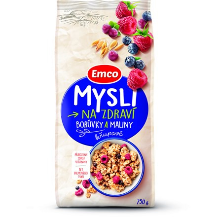 Křupavé mysli Emco, borůvky a maliny, 750 g