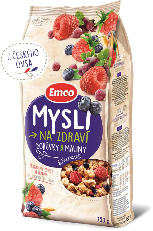 Křupavé mysli Emco, borůvky a maliny, 750 g