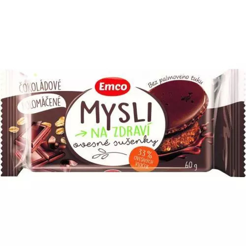 Emco Mysli na zdraví - cereální sušenky - polomáčené čokoládové, 60 g