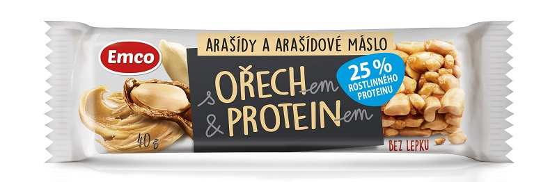 Emco Tyčinka s ořechem a proteinem, arašídová, 40 g
