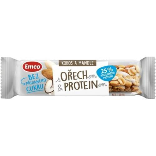 Tyčinka Emco - ořech & protein, kokos a mandle, 35 g