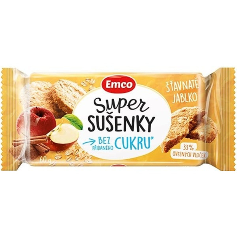 Emco Super sušenky bez přidaného cukru šťavnaté jablko