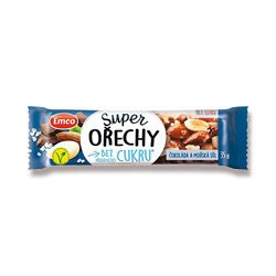 Emco Super Ořechy - ořechová tyčinka - čokoláda a mořská sůl, 35 g