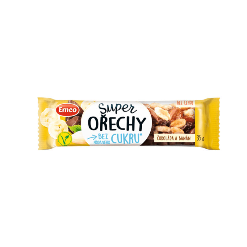 Tyčinka Emco - super ořechy čokoláda a banán, 35 g