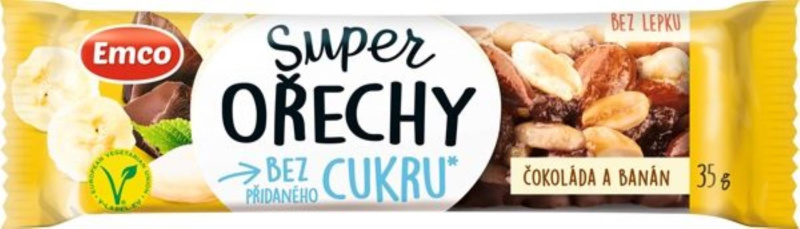 Tyčinka Emco - super ořechy čokoláda a banán, 35 g