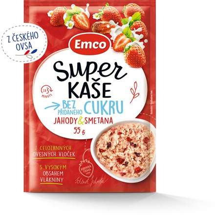 Emco Super kaše jahody a smetana 55 g