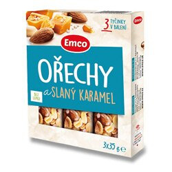 Emco - ořechové tyčinky - Ořechy a slaný karamel, 3 x 35 g