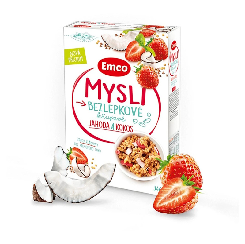 Emco Mysli bezlepkové jahoda a kokos 340 g